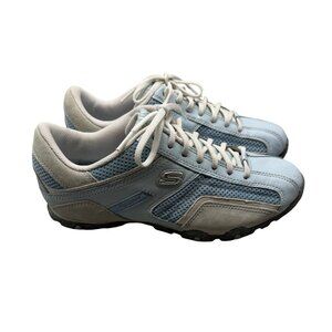 Skechers 21528 Leather Athletic Fitness Running Shoes Light Blue Women's Size 8